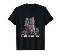 Santa Cat Talk to The Paw Funny Christmas Cool Cat Lover T-Shirt