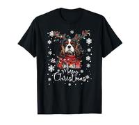 Santa Cavalier King Charles Spaniel Renne Lumière de Noël T-Shirt