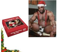 Santa Checking His List Prank Puzzle, Puzzle méme en Bois de Barry 300 pièces, Adult Humor Jigsaw with Surprise Image, Funny Holiday Gag Gift, Hilarious White Elephant/Secret Santa Holiday (2pcs)