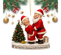 Santa Christmas Ornaments - 2D Acrylic Holiday Decor, Festive Winter Display, Tree Decorations for Living Room, Office, Wall, Mantel, Staircase, Window Sill, Garden, Backyard