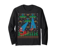 Santa Claus Alien Invasion Space UFO Ugly Christmas Sweater Manche Longue