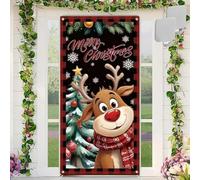 Santa Claus Door Frame Banner, Funny Merry Christmas Front Door Cover 71x35 Inch, Christmas Door Cover, for Living Room Bedroom Office Farmhouse Restaurant (C(71 * 35in))