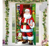 Santa Claus Door Frame Banner, Funny Merry Christmas Front Door Cover 71x35 Inch, Christmas Door Cover, for Living Room Bedroom Office Farmhouse Restaurant (G(71 * 35in))
