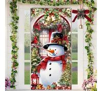 Santa Claus Door Frame Banner, Santa Reindeer Christmas Door Wrap Banner, Funny Merry Christmas Front Doors Cover 71x35 Inch, for Party Living Room Bedroom Kitchen Office Restaurant (H)