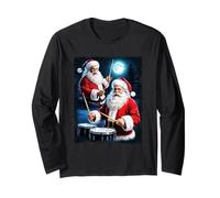 Santa Claus Drummer Christmas Rock Band Music Manche Longue