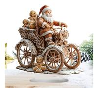 Santa Claus Figure - Statue Acrylique 2D, Conception Pour Tenir Le Pain D'épice Et Monter Un Traîneau | Figurine Stable Avec Base, Parfaite Pour Les Décorations Intérieures Et Extérieures Et Les Colle