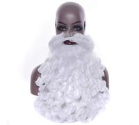 Santa Claus Longue Perruque Ondulée Blanc Santa Claus Barbe Ensemble Fantaisie Haute Température Fibre Cosplay Perruque Cadeaux De Noël 60 cm Barbe
