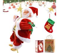 Santa Claus Musical Climbing Rope, 2026 New Electric Climbing Santa on Rope, Hanging Climb Santa on Rope, for Christmas Tree, Fireplace, Home Decor (1PC)