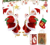 Santa Claus Musical Climbing Rope, 2026 New Electric Climbing Santa on Rope, Hanging Climb Santa on Rope, for Christmas Tree, Fireplace, Home Decor (2PCS)