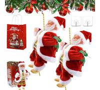 Santa Claus Musical Climbing Rope, 2026 New Hanging Climbing Santa on Rope, Santa Climbs up and Down with Music, for Christmas Tree Fireplace Home Decorr (2PC)