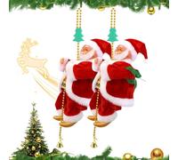 Santa Claus Musical Climbing Rope, Climbing Santa on Rope with Lights, Funny Christmas Tree Fireplace Decoration Gift for Home Holiday Party (2pcs)