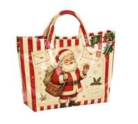 Santa Claus PVC Tote Bag, Reusable Waterproof Christmas Gift Handbag | Large Capacity Shopping Bag for Women, Holiday Party Gift & Daily Grocery Carry Bag