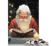 Santa Claus Reading by Candlelight Christmas Puzzles 1000 Pieces Cadeau Unique Jeu Éducatif Challenge Toy À De Qualité Supérieure Peinture Art pour Adultes Et Enfants 500pcs (52x38cm)