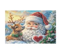 Santa Claus ReinCerf de Noël enneigé Puzzles 1000 Pièces pour Adultes Educa Moderne Décoration Intérieure Relaxant Famille Jeu De Réflexion Cadeau De Fête 1000 PCS