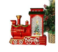 Santa Claus Train Snow Globe Lantern - Lighted Christmas Decoration, Rotating Glitter Water Lantern | Scene Collectible Decor with Elegant Warm Light Effect for Table Desk Mantel Shelf Living Office