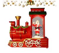 Santa Claus Train Snow Globe Lantern - Lighted Christmas Decoration, Rotating Glitter Water Lantern | Scene Collectible Decor with Elegant Warm Light Effect for Table Desk Mantel Shelf Living Office