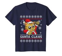 Santa Claws - Humour pour Les propriétaires de Chats T-Shirt, Enfant, Bleu Marine, 2 Ans