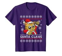 Santa Claws - Humour pour Les propriétaires de Chats T-Shirt, Enfant, Violet, 12 Ans