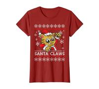 Santa Claws - Humour pour Les propriétaires de Chats T-Shirt, Femme, Canneberge, L