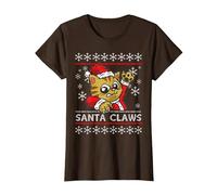 Santa Claws - Humour pour Les propriétaires de Chats T-Shirt, Femme, Marron, XL