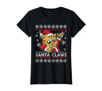 Santa Claws - Humour pour Les propriétaires de Chats T-Shirt, Femme, Noir, 3XL