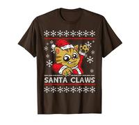 Santa Claws - Humour pour Les propriétaires de Chats T-Shirt, Homme, Marron, XL