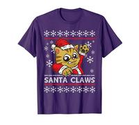 Santa Claws - Humour pour Les propriétaires de Chats T-Shirt, Homme, Violet, XL