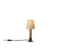 Santa & Cole Basica Minima Tischleuchte, abat-jour en carton beige, pied en bronze
