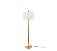 Santa & Cole Diana Lampadaire Stehleuchte, abat-jour en lin blanc, structure or brillant