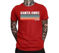 Santa Cruz Californie Surfeur Rétro années 70 80 - California Los Angeles T-shirt à col rond à manches courtes avec lettres imprimées - T-shirt surdimensionné pour homme - T-shirt de sport pour les