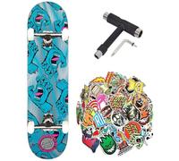 Santa Cruz Skateboard professionnel complet dot niveau avancé unisexe adulte avec outil de réglage et 50 autocollants (multi blue tools et sticks, 8.25)