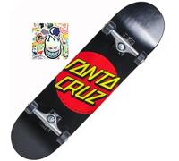SANTA CRUZ Skateboard professionnel complet skate adulte et adolescent original Santa Cruz + 20 autocollants cadeaux (screaming hand black, 8.0)