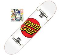 SANTA CRUZ Skateboard professionnel complet skate adulte et enfant original Santa Cruz + 20 stickers cadeaux (dot white, 8.0)