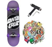 Santa Cruz Skateboard professionnel full dot & screaming hand niveau avancé unisexe adulte + outil de réglage et 50 autocollants (autres outils et stick, 8.0)