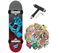 Santa Cruz Skateboard professionnel full dot & screaming hand niveau avancé unisexe adulte + outil de réglage et 50 autocollants (Faded hand, 8.25)