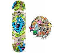 SANTA CRUZ Skateboard professionnel screaming 8.25 hand niveau avancé + 50 stickers skate HD (screaming hand slime, 8.25)
