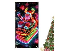 Santa Door Cover - Santa Claus Door Banner, Garage Background Decoration, 3x6ft UV Fluorescent Holiday Christmas Decor, Garage Doors for Garages Porch Wall School Home Party Hosts