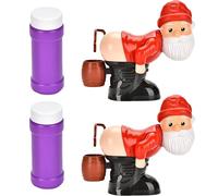 Santa Fart Bubble Machine - 2 Packs Automatic Fart Bubble Machine, Electric Blowing Bubble Toys, Funny Gnomes Santa Bubble Blower with Music and Flashing Lights, Christmas Butt Bubble Machine for Kids