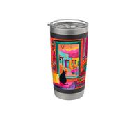 Santa Fe Chat Desert Fenêtre Colorée Sud-Ouest Gobelet isotherme en acier inoxydable double paroi