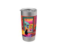 Santa Fe Chat Desert Fenêtre Colorée Sud-Ouest Gobelet isotherme en acier inoxydable double paroi