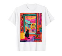Santa Fe Chat Desert Fenêtre Colorée Sud-Ouest T-Shirt Graphique avec Valeur