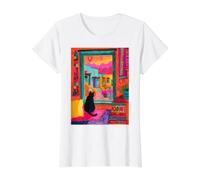 Santa Fe Chat Desert Fenêtre Colorée Sud-Ouest T-Shirt Graphique avec Valeur
