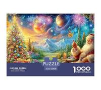 Santa, Feux d'artifice & Scène de Noël Cosmique Puzzle De 1000 Pièces Christmas Style Jeu Éducatif Classique pour Le Temps des Puzzles en Famille 52x38cm/1000pcs