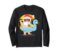 Santa Flamingo Tropical Beach Christmas Hawaiian Party Float Manche Longue