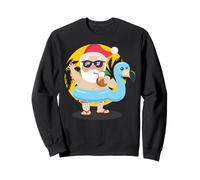 Santa Flamingo Tropical Beach Christmas Hawaiian Party Float Sweatshirt