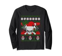 Santa Hat Skull Firefighter Ugly Christmas Funny Xmas Manche Longue