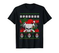Santa Hat Skull Firefighter Ugly Christmas Funny Xmas T-Shirt