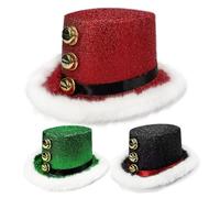 Santa Hats - Santa Claus Headwear | Holiday Hat with White Fluff and Bell, Festive Ornament for Women Family Christmas New Year, Party, Event, Cosplay Performance, Long Tail Decorative