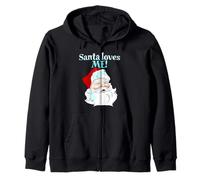 Santa Loves Me Christmas Tee - Christmas Holiday B Sweat à Capuche