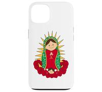 Santa María de Guadalupe Cartoon Reina del Cielo Floral Coque pour iPhone 13